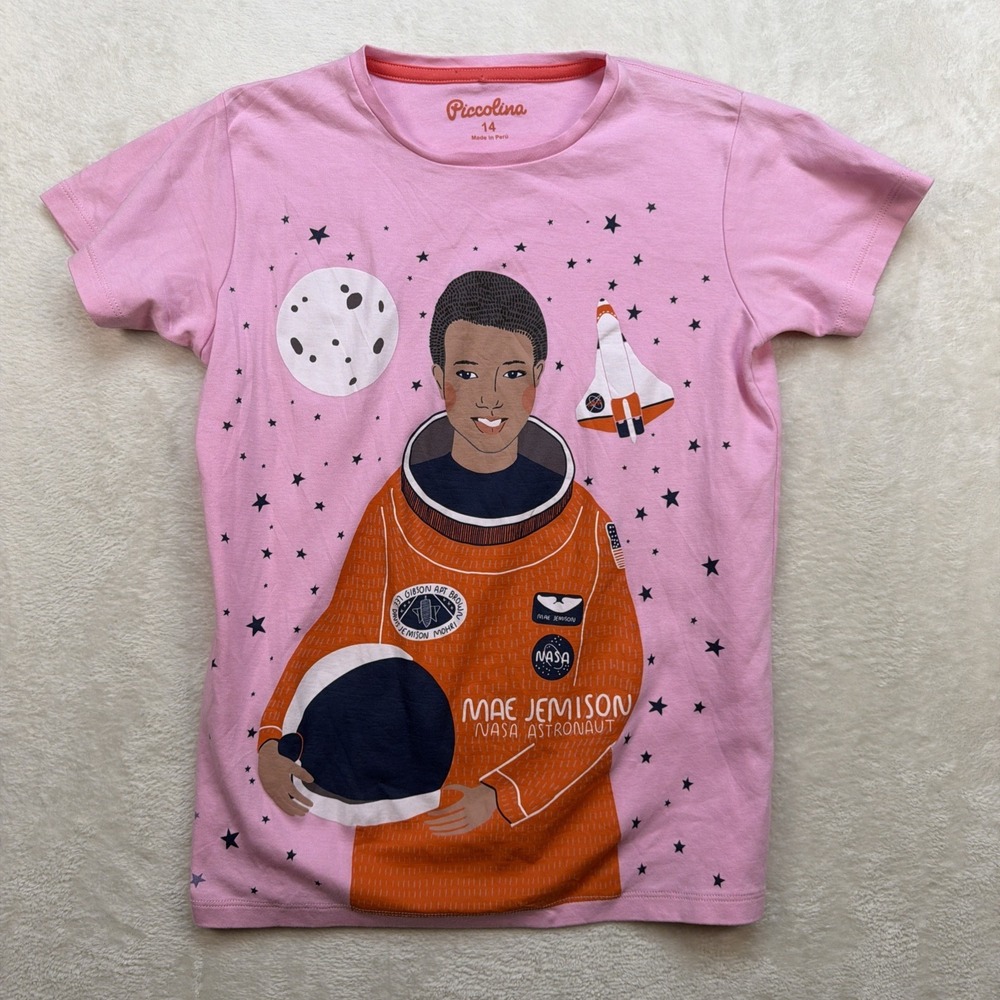 Piccolina Mae Jemison NASA Astronaut Space Graphic T Shirt Girls Size 14